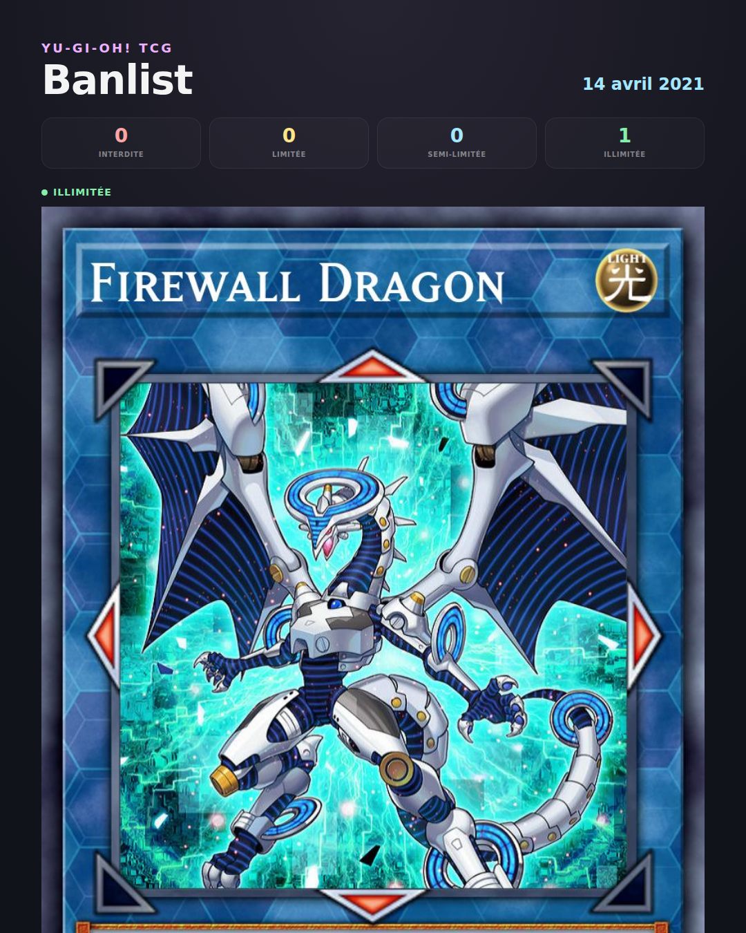 Banlist Yu-Gi-Oh! 14 avril 2021 — Liste des cartes Interdites, Limitées et Semi-Limitées