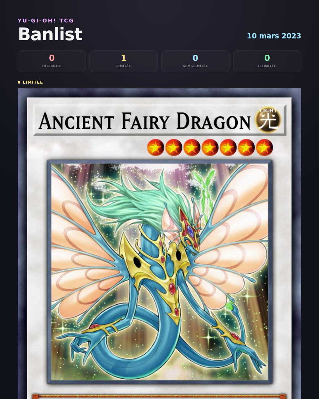 Banlist Yu-Gi-Oh! 10 mars 2023 — Liste des cartes Interdites, Limitées et Semi-Limitées