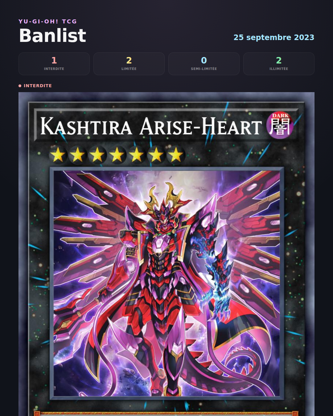Banlist Yu-Gi-Oh! 25/09/2023 — Elenco delle carte Forbidden, Limited e Semi-Limited